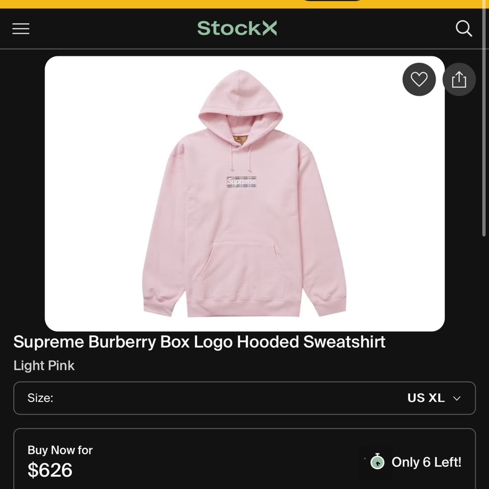 Supreme x Burberry hoodie 
Size Xl
Great condition- worn a few times.